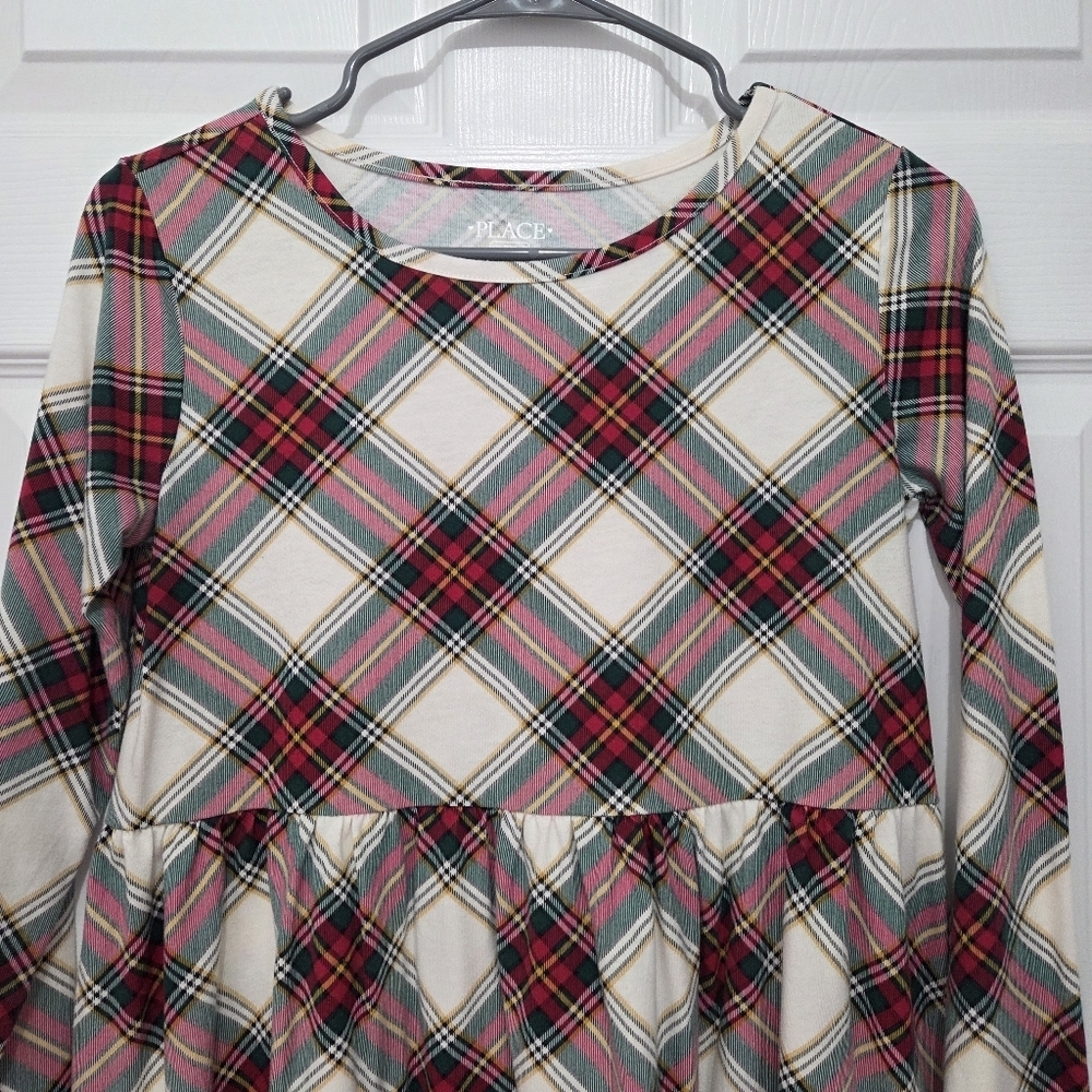 The Children's Place Holiday Plaid Long Sleeve Skater Dress Size XXL - Picture 7 of 11